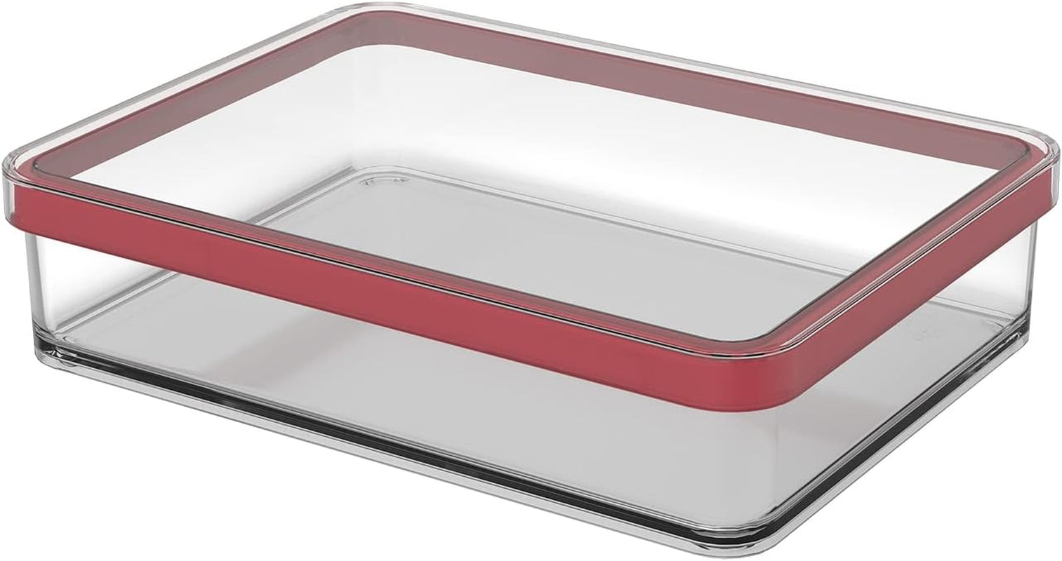 Rotho Loft set van 5 voorraadpotten met deksel, verschillende maten, BPA-vrij voedselplastic (PP), transparant/rood, (21,4 x 21,4 x 23,5 cm) Naty Shop voedselbewaardozen 1 l breed