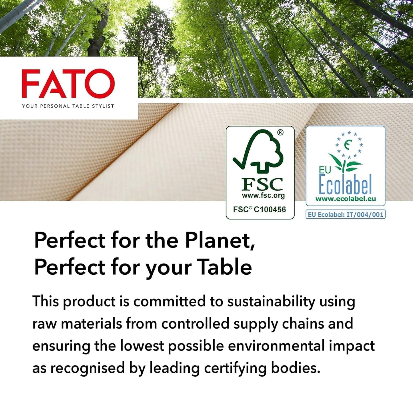 Fato - Natuurlijke 4-voudige wegwerp papieren servetten, milieuvriendelijk, 40 stuks, maat 38X38, 2-laags, 100% gerecycled papier