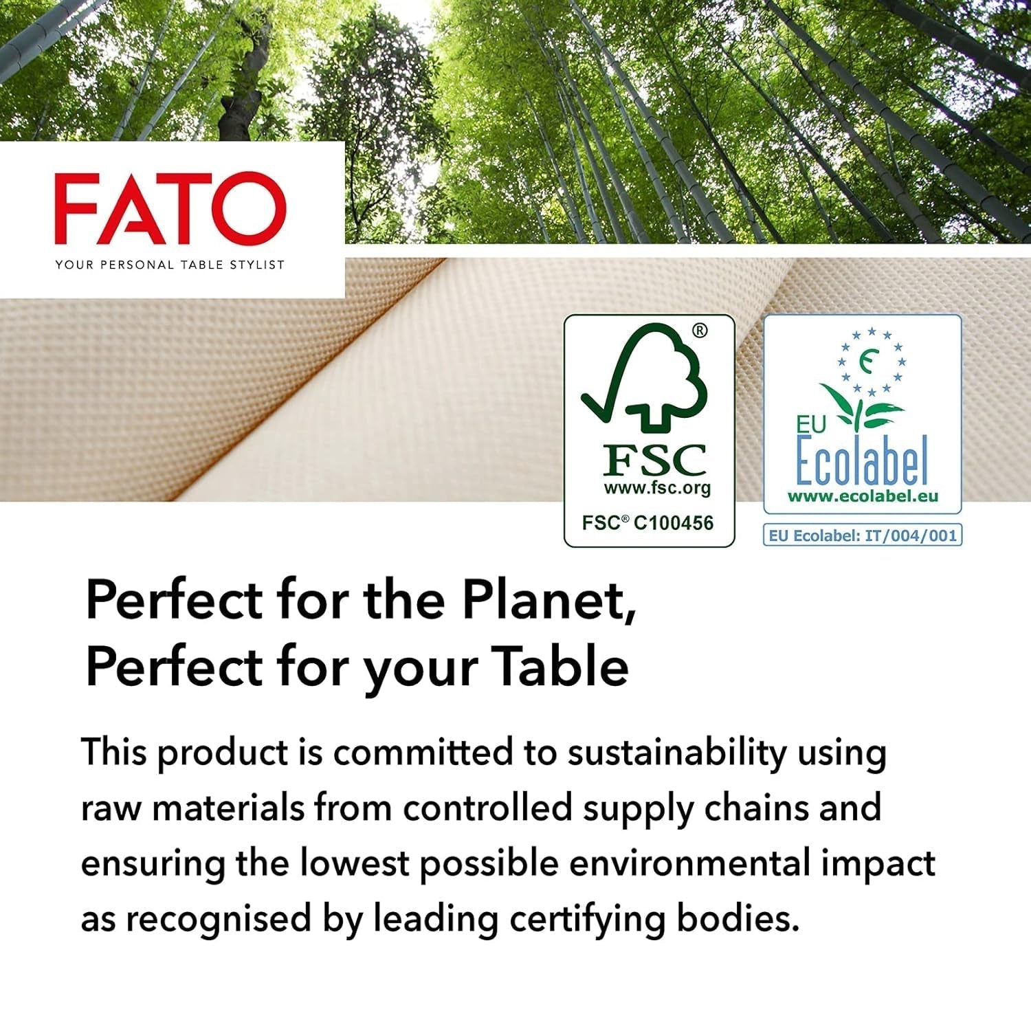 Fato - Natuurlijke 4-voudige wegwerp papieren servetten, milieuvriendelijk, 40 stuks, maat 38X38, 2-laags, 100% gerecycled papier