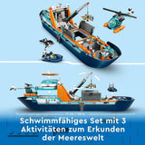 LEGO City Poolonderzoeksschip, grote drijvende speelgoedboot met helikopter, opblaasbare boot, Rov-onderzeeër, Vikingwrak, 7 minifiguren en orkafiguur, cadeau voor kinderen vanaf 7 jaar 60368 Bouwsets Besuche in LEGO-Store