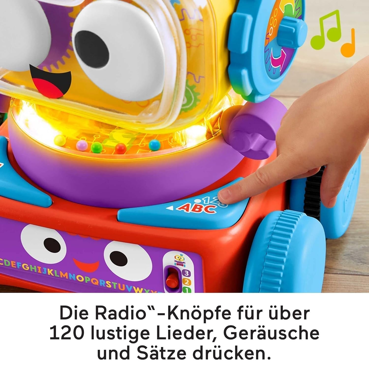 Fisher-Price 4-in-1 leerrobot Linus voor baby's en peuters, speelgoed vanaf 6 maanden - Duitssprekend, HCK39 Babyspeelgoed Naty Shop