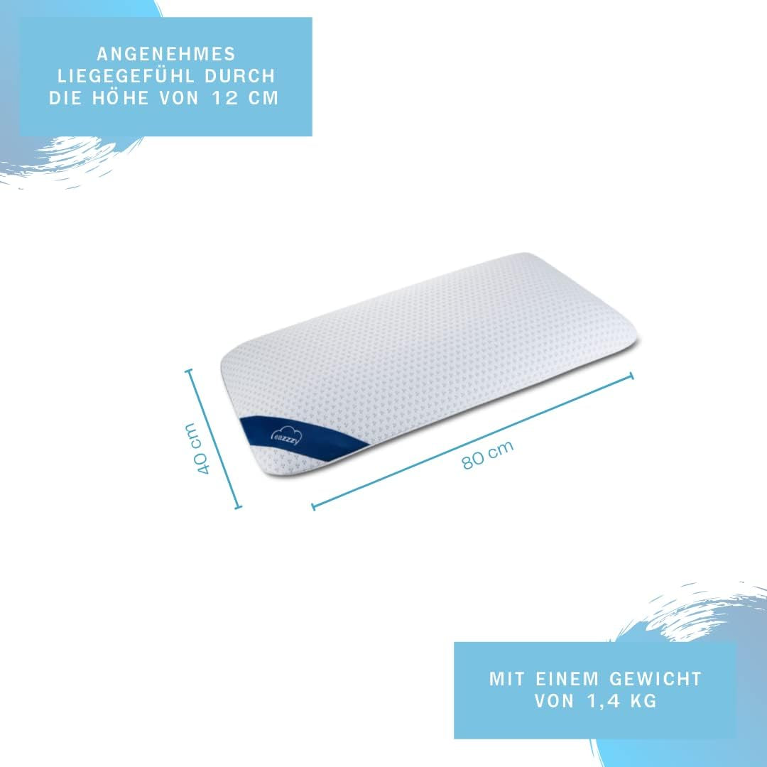 Genius Eazzzy schuimkussen 40X80 Cm hoogte 10Cm - Neksteunkussen met 2 hardheidsgraden + verkoelend gelschuim - Slaapkussen voor zij-, rug- en buikslapers tegen nekpijn, polyester Naty Shop standaard kussens