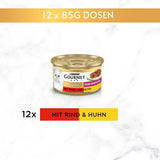 Gourmet Gold Fijne Samenstelling kattennatvoer met rundvlees en kip, verpakking van 12 (12 x 85 g)