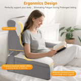 Groot leeskussen met afneembare neksteun en armleuningen, rugkussen voor bed, ergonomisch rugkussen met arm, zak en wasbare hoes voor lezen en tv kijken.