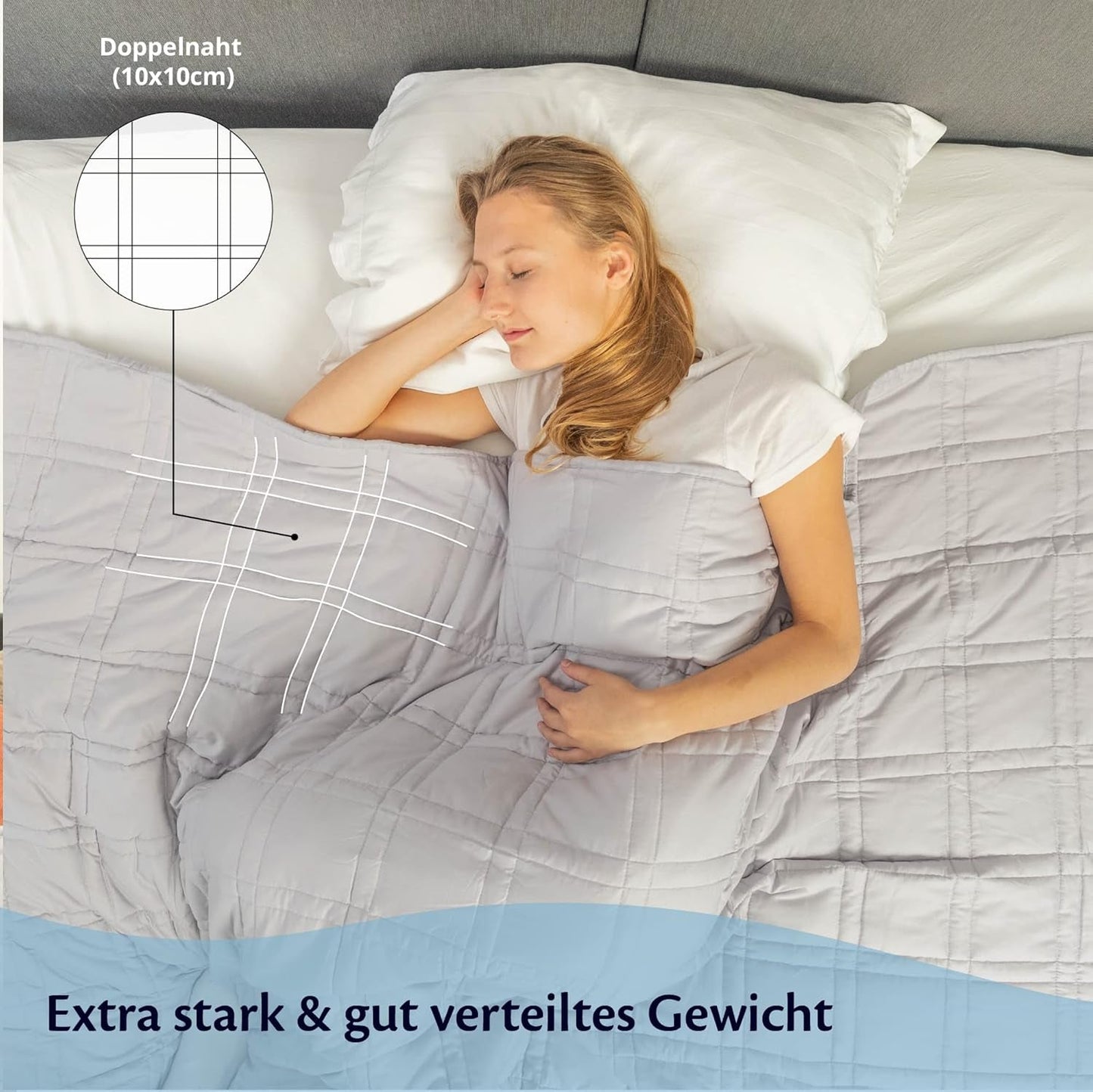 Verzwaarde deken 135X200 7Kg - Antistress therapiedeken - Zware deken 100% katoen - Deken voor diepe slaap en beter herstel - Verzwaarde deken - voor mannen en vrouwen van 55-85Kg Bedden en Dekens Beuche den Ella-Store