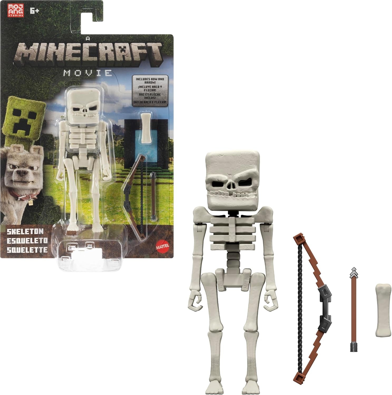 Mattel Minecraft-verhaalset met 4 actiefiguren en 3 accessoires Ontmoetingen in de bovenwereldset Minecraft Op film geïnspireerd verzamelspeelgoed JFR70 Actiefiguren Naty Shop Skelet