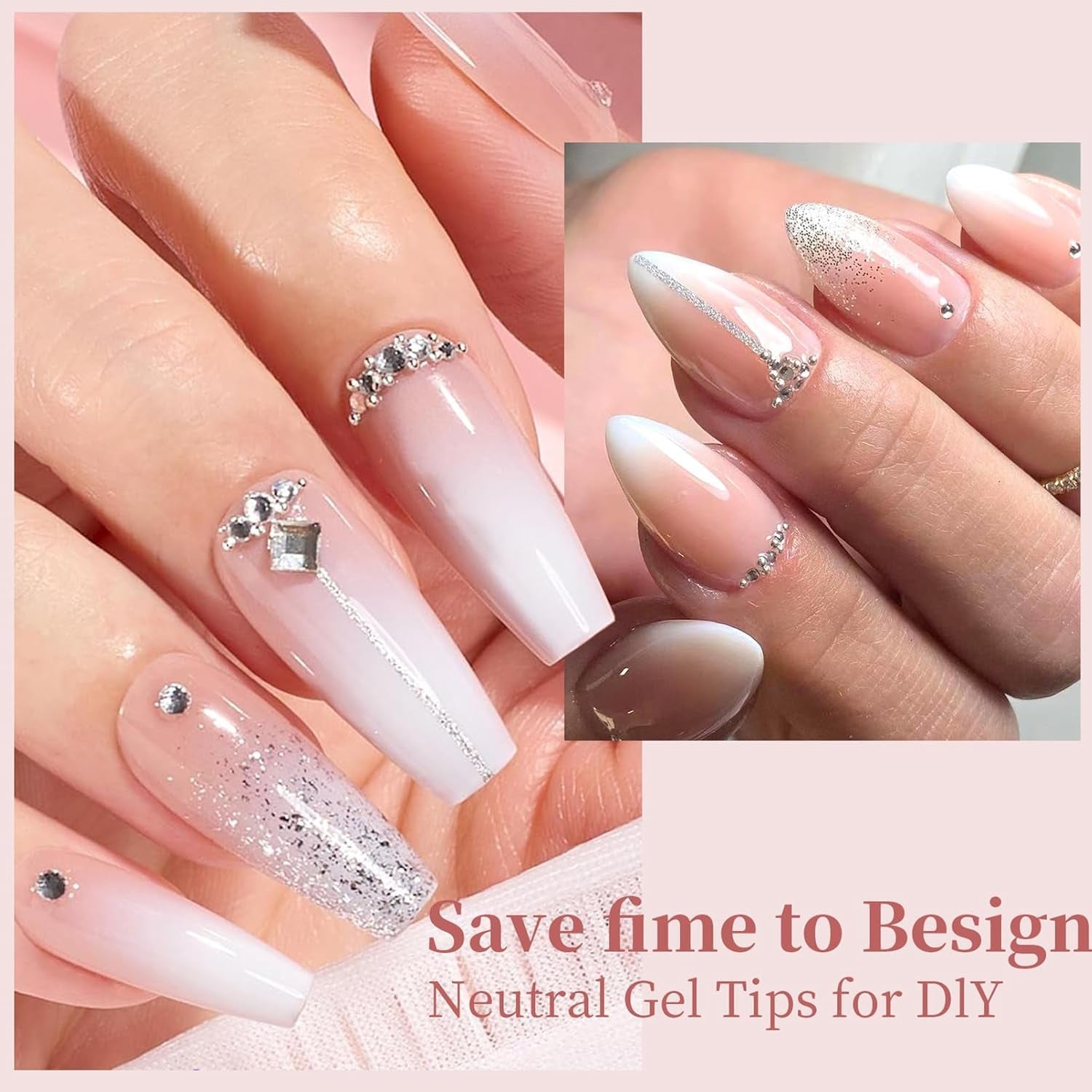 150 stuks gradiënt kunstnagels kit - 5 kleuren ombre ontwerp zelfklevende kunstnagels - volledige dekking voor vrouwen en meisjes - glanzende kunstnagels voor doe-het-zelf-manicure (vierkant)