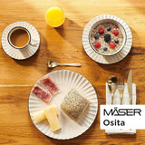 MÄSER 931967 Osita Retro-serie 6-persoons Wave-serviesset, 18-delige ronde serviesset, dinerborden, dessertborden en mueslischalen, keramiek, romig wit