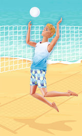 Simba Steffi Love Beach Kevin-pop, Kevin in badpak met T-shirt en volleybal, volledig beweegbaar, 30 cm, vanaf 3 jaar