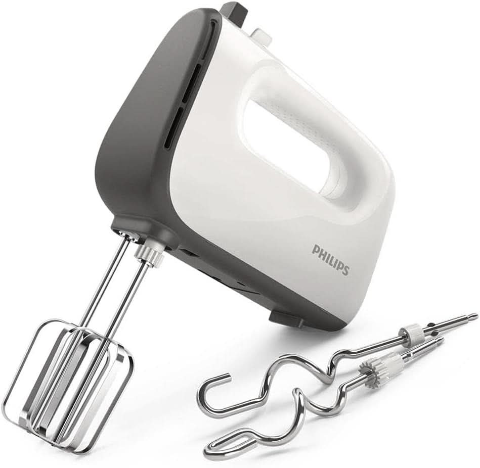 Philips Handmixer, 450 W, 5 Geschwindigkeiten plus Turbo, Weiß/Grau (HR3741/00) Keuken Naty Shop Handmixer