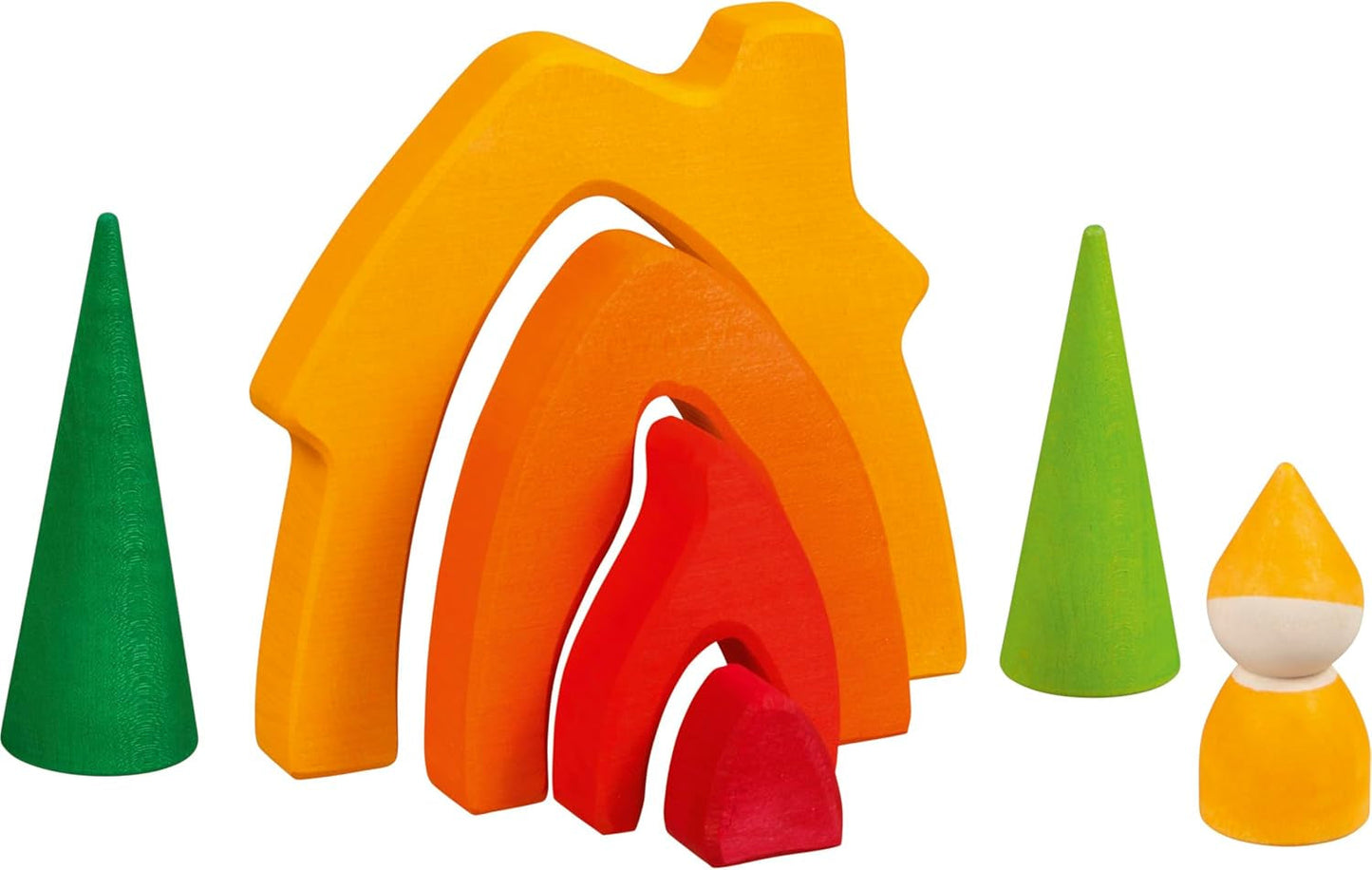Goki 58427 - Dwergenhuis - Goki Evolution - Gemaakt van hoogwaardig esdoornhout - 7 delen - Kleurrijke verf op waterbasis - Made in Europe Poppenhuizen Naty Shop