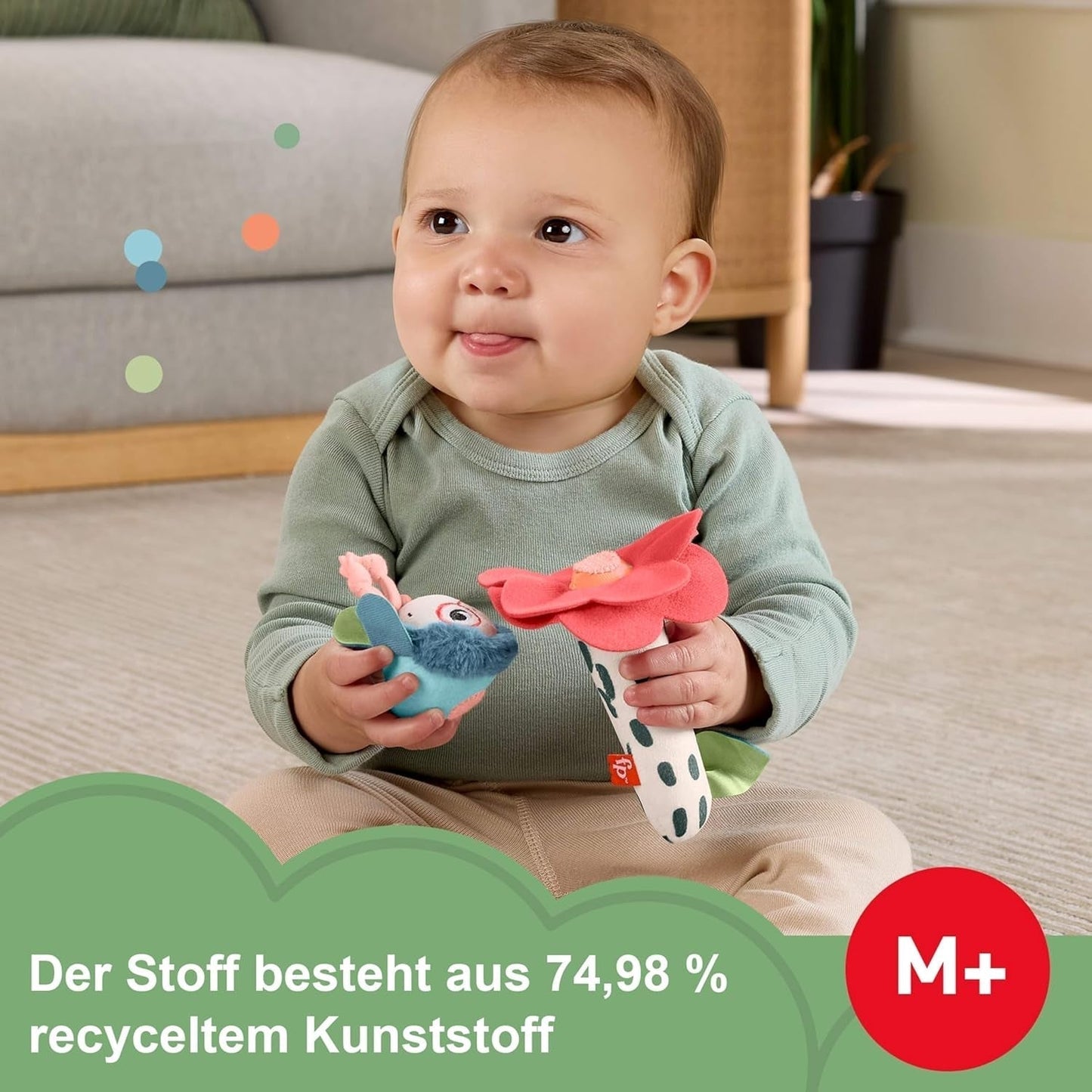 Babyspeelgoed Fisher-Price Planet Friends 2-in-1 bel en bij sensorische knuffel als tweedelige set voor pasgeborenen tot 3 maanden, HYR56 Babyspeelgoed Naty Shop