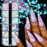 JMEOWIO Nail Glitter 12 Grids Zeemeermin Nail Art Decoratie Accessoires Nageldesign