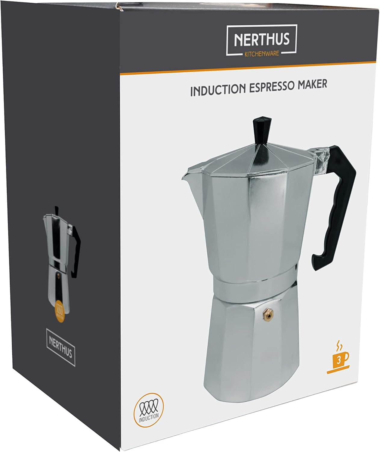 NERTHUS FIH 833 Inductie-espressomachine voor 3 kopjes Klassieke Italiaanse espressomachine