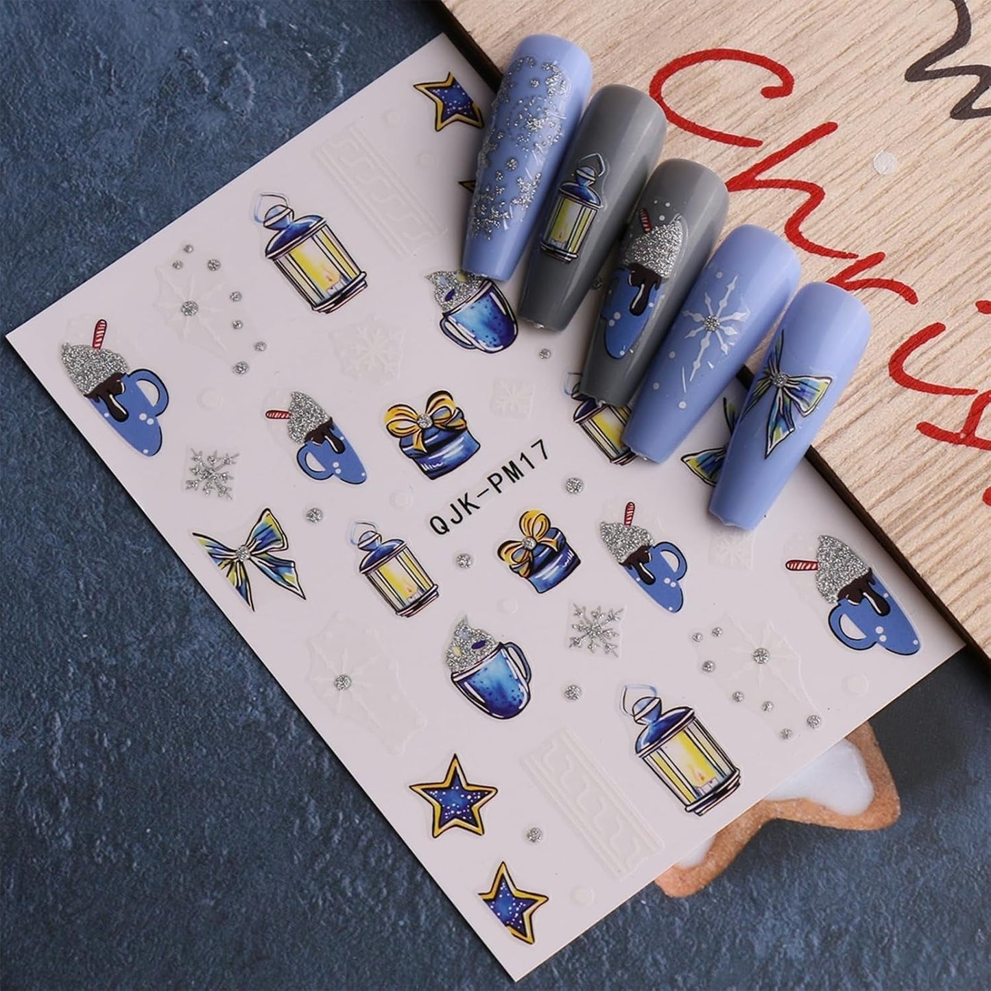 JMEOWIO Nagelsticker Glitzer Weihnachten 10 Blatt Nail Art Sticker Selbstklebend Nagelaufkleber Schneeflocken Winter Decoratie Nageldesign Zubehör