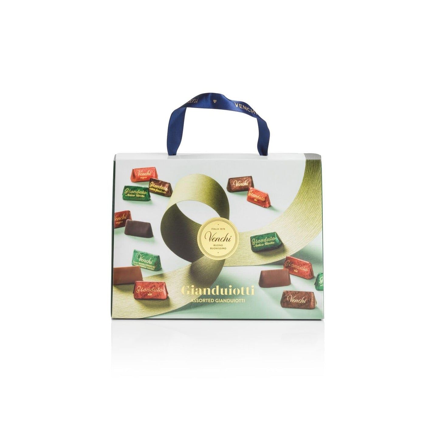 Geschenkset Venchi - Borsina Gianduiotti, met verschillende Gianduiotti-chocolaatjes, waaronder "Piemonte-hazelnoten", 150 g, glutenvrij, geen kunstmatige kleurstoffen, geen bewaarmiddelen, cadeau-idee