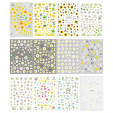 12 vellen nagelsticker met 3D-effect UV-uitharding langdurige bloem nagelstickers gele witte margriet nagelkunststickers