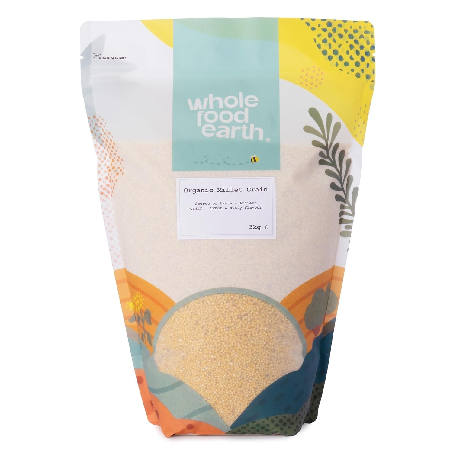 Gierst biologisch Volkoren Aarde 2 kg | Niet-GMO | Veganistisch | Rijk aan vezels | Gecertificeerd biologisch