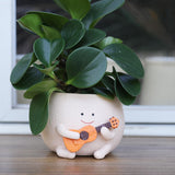 Smiley Gezicht Bloempotten Schattig Hars Hoofd Parelsnoer Bloempot Unieke Gitaar Binnen Buiten Succulente Bloempot Cadeau Idee voor mama