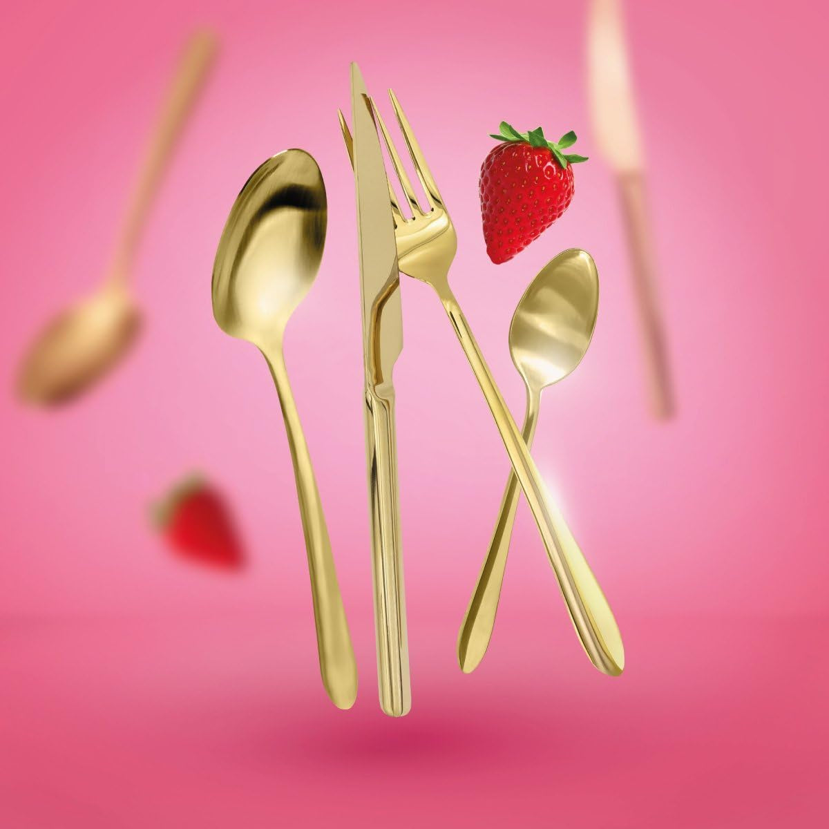 HOMLA Abele Besteckset voor vier personen 16-Teilig Edelstahl Hygienisch Elegant Leicht Zu Reinigen Gold Kitchen Naty Shop