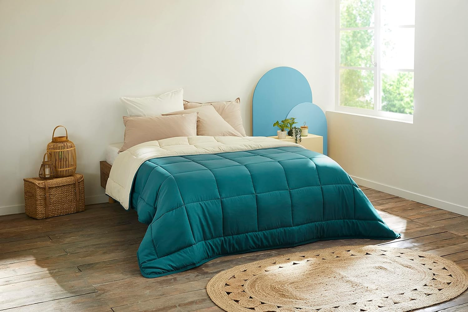 Toison D'Or Cocoon dekbed, pruim/staal, 140 X 200 Cm Dekbedden en dekbedden Naty Shop Peacock Blue/Pebble 200Cm X 200Cm
