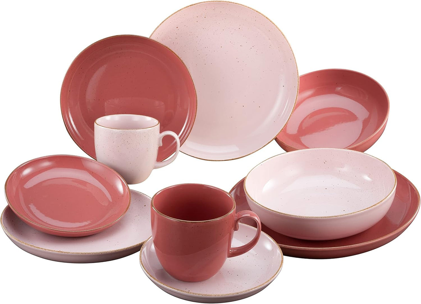 CreaTable, 23581, Serie GIARDINO - TWO, 10-teiliges Geschirrset für 2 Personen, Kombiservice aus Porzellan, spülmaschinen- en microwellengeeignet, Made in Europe