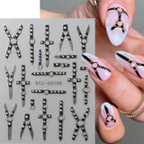 2PCS 5D Reliëf Gothic Punk Nagelsticker, Nagelsticker Selbstklebend Kreuz en X-Form Halloween Nagelaufkleber, Nageldesign Zubehör Für Damen Nail Art