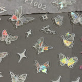 4 Blätter Holographisch Laser Wit Schmetterling Nagelsticker,Y2K Aurora Schmetterlinge Stern Nail Sticker 3D Flamme Herz Nageldesign Nagelsticker Selbstklebend Nagel Sticker Nagel Zubehör Nail Art