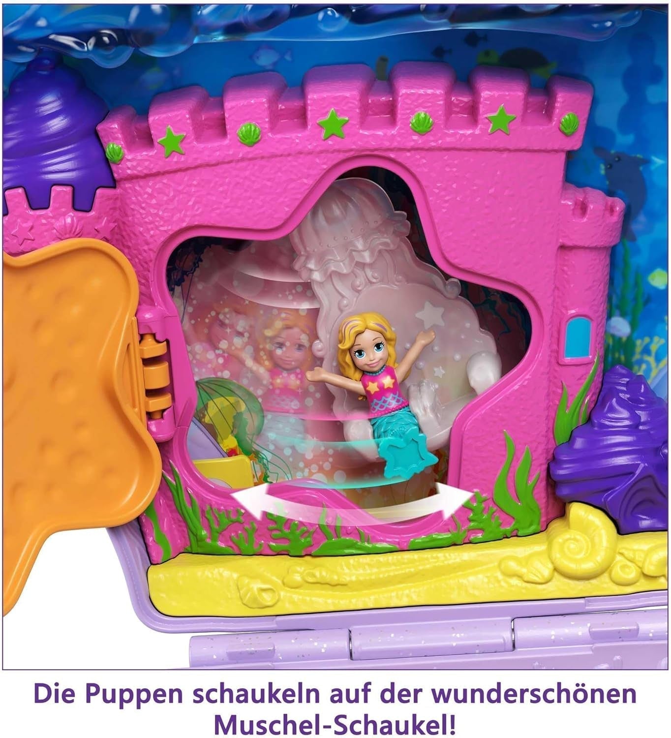 Polly Pocket Coffin Wrap Around Shell Bag Onderwater 2 poppen 1 onderzeeër Polly Pocket Zeemeermin speelgoed 4 jaar oud speelgoed GNH11 Naty Shop poppen