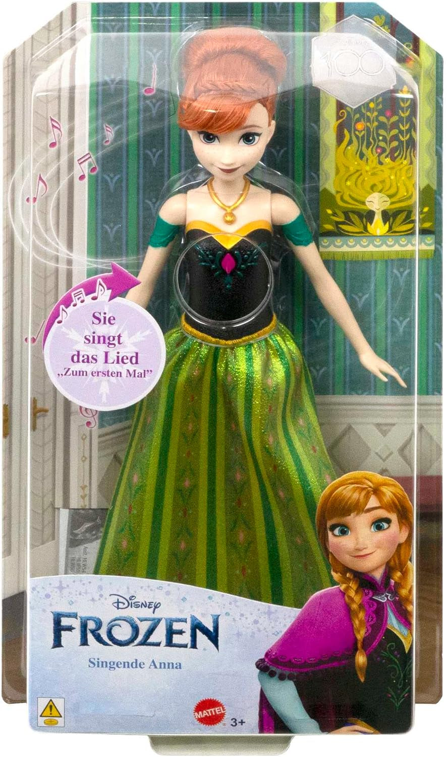 Mattel Disney Frozen zingende Anna-pop - fragment van een liedje van 30 seconden, klassieke kasteeloutfit, afneembare zachte rok, kambaar haar, voor kinderen vanaf 3 jaar, Duitse versie, HMG41