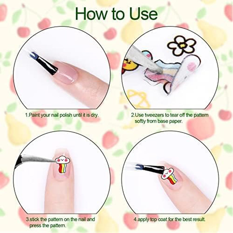Leuke nagelstickers voor kinderen 20 vellen 3D-nagelstickers Glow In The Dark Bloemen Kleurrijke nagelkunstdecoratie Nagelstickers Zelfklevende stickers DIY Decoratie Accessoires