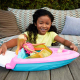 Barbie Speedbootset, Barbie-pop met blond haar, roze zwemvest, boot, puppy, accessoires, cadeaus voor 3+, Grg30 Naty Shop-poppen