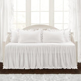 Weelderig decor beddengoedset met ruchesrok 3-delige luxe boerderijbeddengoedset Elegant charmant ruchesdetail Tijdloze stijl en klassiek ontwerp Zacht en lichtgewicht kingsize Weelderig decorbedden en dekbedden Wit (Twin Daybed)
