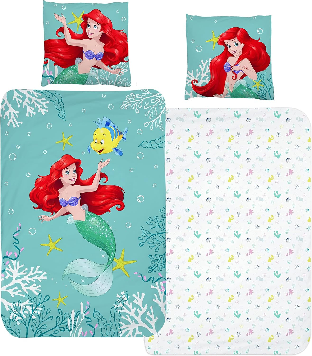Arielle Meerjungfrau Bettbezug 135X200 80X80 Baumwolle · Kinderbettwäsche Für Mädchen Disney Prinzessin Zeemeermin · 2 Teilig Naty Shop Standaardtitel