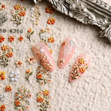 JMEOWIO 3D Nagelsticker Blumen Nail Art Sticker Selbstklebend Nagelaufkleber 5D Stereoskopisch Kruiden Blumen Decoratie Nageldesign Zubehör 4 Blatt