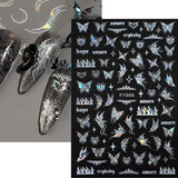 4 Blätter Holographisch Laser Wit Schmetterling Nagelsticker,Y2K Aurora Schmetterlinge Stern Nail Sticker 3D Flamme Herz Nageldesign Nagelsticker Selbstklebend Nagel Sticker Nagel Zubehör Nail Art