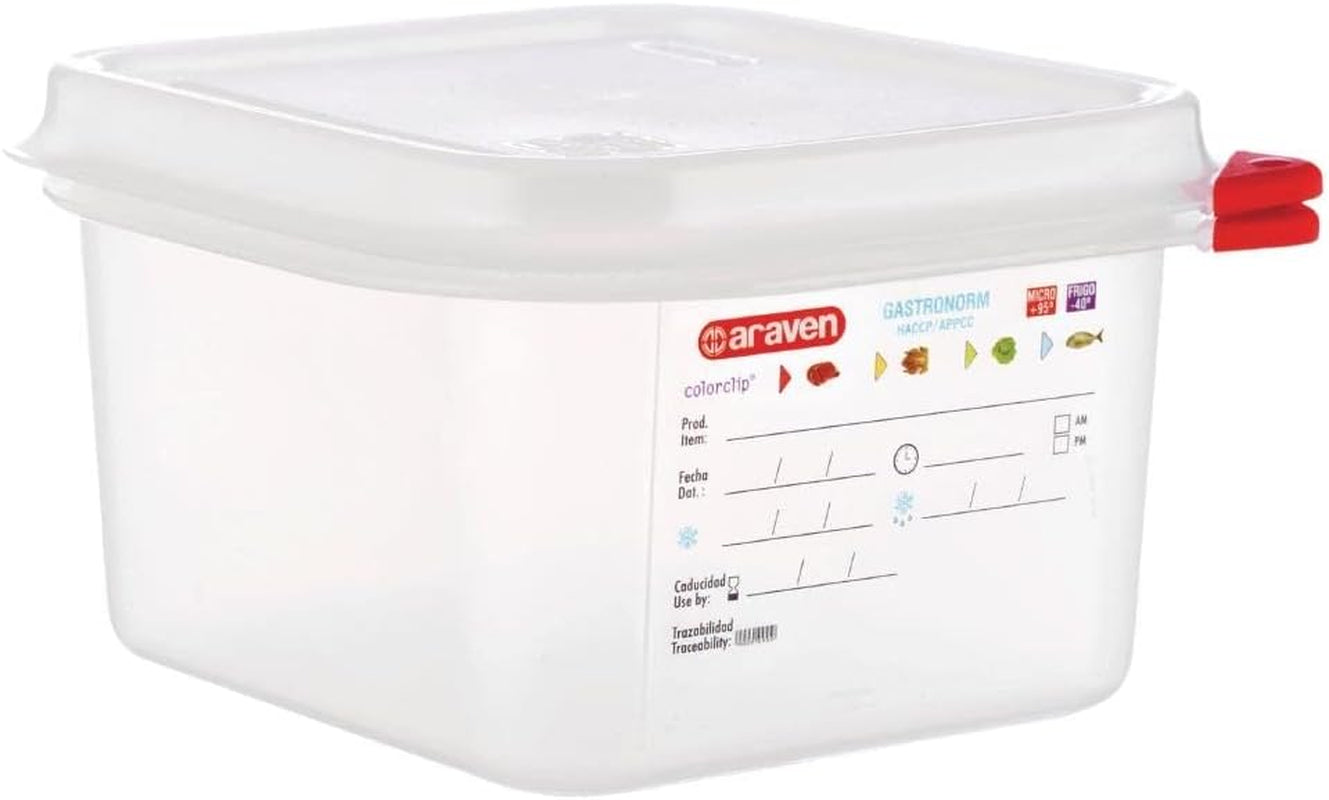 03350 PP Voedselcontainer GN met deksel, 1,1 l, 65 mm (4 stuks) Voedselbewaardozen Naty Shop 1,7Ltr