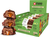 MaxiNutrition Romige veganistische eiwitreep met chocolade, pinda's en karamel 12x45g - veganistische eiwitreep, 18% eiwit, 8,3 g per reep, laag suikergehalte (0,9 g), geen toegevoegde suiker, geen kunstmatige smaakstoffen