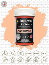 Sugarflair Pastel Pink Honey Food Coloring Paste - Sterk geconcentreerd voor gebruik met botercrème, suikerpasta, royal icing of cakemixen, levendige voedselkleuring - 25g