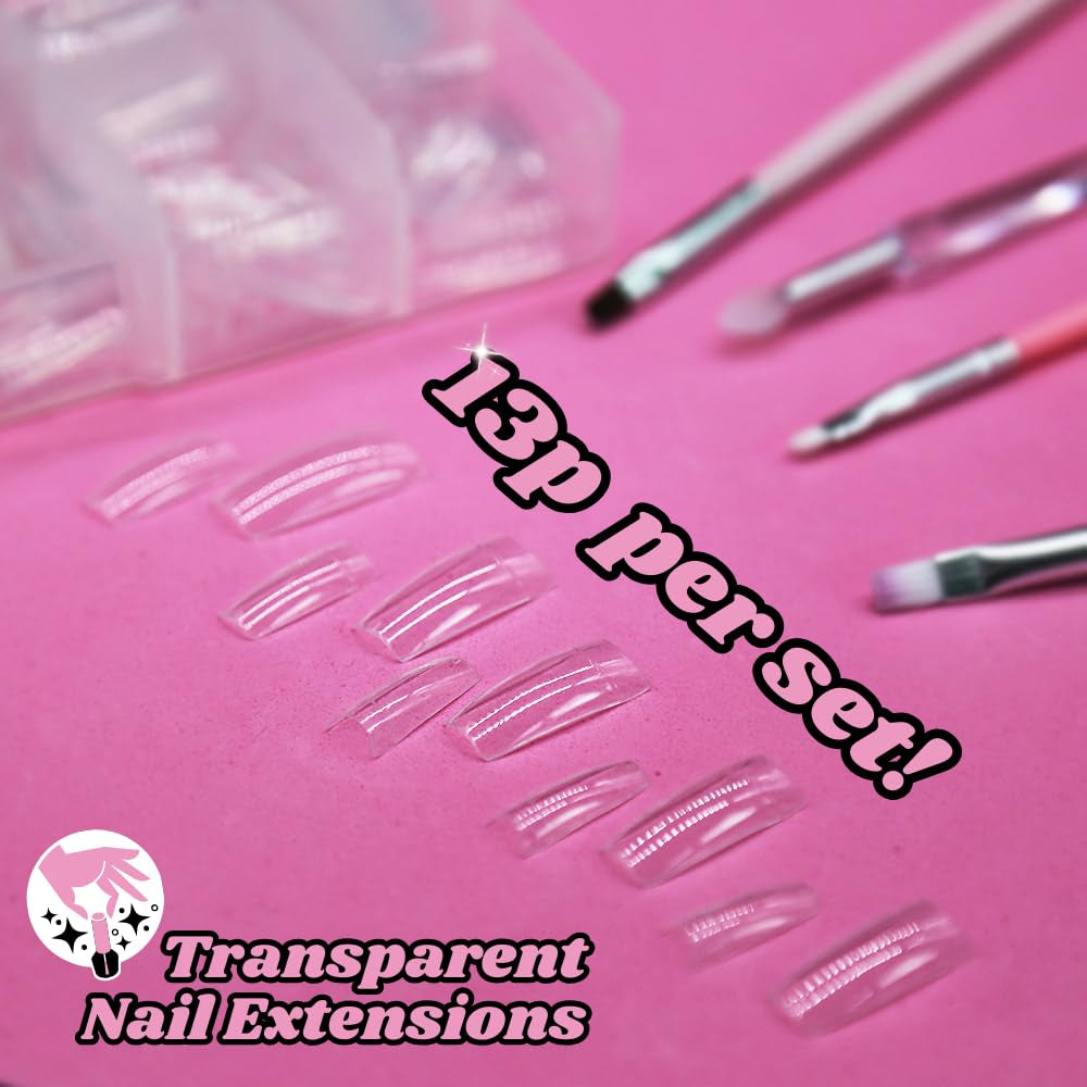 TRIXES 500 stuks gelnageltips Franse nagels Heldere acryltips voor doe-het-zelf-manicure 10 verschillende ontwerpen