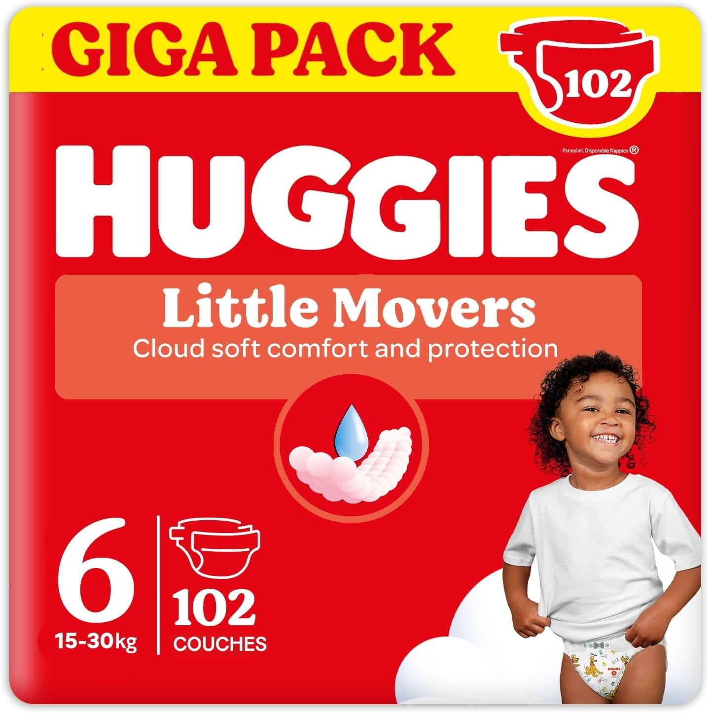 Huggies Babyluiers Little Movers, Disney Design, maat 6, 102 stuks (3 x 34), maanddoos