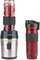 H.Koenig Smoothie Maker SMOO9 - Mini Standmixer - Mini Blender - 300 Watt - 570 Ml - Edelstahl - 2 Kunststofflesjes - Bpa-vrij, Grau Kitchen Naty Shop Grau