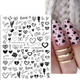 8 Blatt Nagelsticker Valentinstag Nagelaufkleber Selbstklebend Liebhaber Des Schwarzen Herzens Nail Art Sticker Decoratie Nageldesign Zubehör