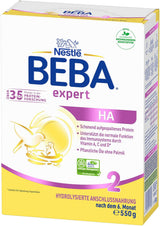 BEBA Expert HA 2 Opvolgmelk na 6 maanden, babyvoeding met gehydrolyseerd eiwit, alleen lactose, palmolievrij, verpakking van 6 (6 x 550 g) Naty Shop