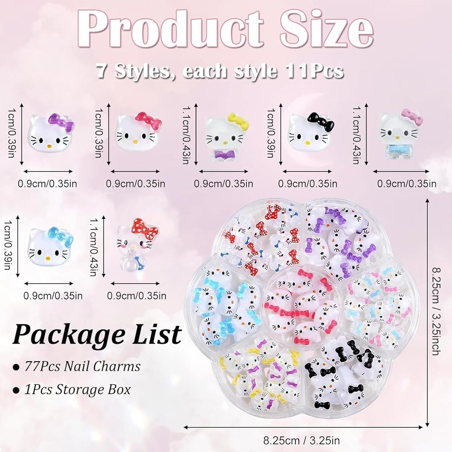 3D kattennagelstickers, nagelglitter, pailletten, harsnagelstickers, nageledelstenen, diamanten voor nagelkunst, inclusief strass nagelwasstick (kleurrijke kat)