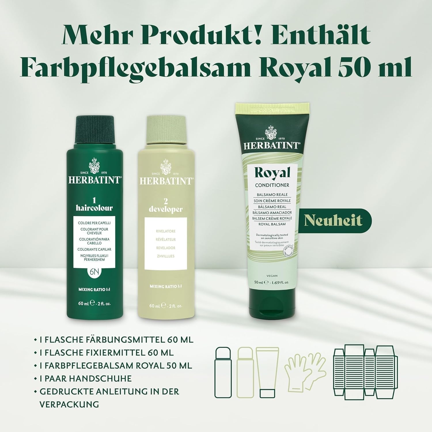 Permanente haarverfgel 6N donkerblond - 170 ml I Ammoniakvrij, 100% dekking van grijs haar I Getest op gevoelige huid, met 8 plantenextracten Haarverf Naty Shop