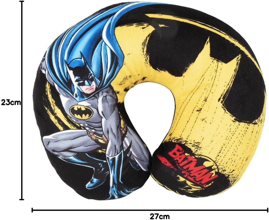 DC Comics Zacht Batman Autoreis-nekkussen Kindveiligheid Comfort Superheld Bat Man, Cuscino Da Viaggio Auto, Lichtblauw, One Size Reiskussens Naty Shop