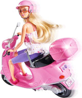 Simba 105730282 - Steffi Love Chic stadsscooter, Steffi met roze scooter met helm en helmvak, modepop, 29 cm, voor kinderen vanaf 3 jaar