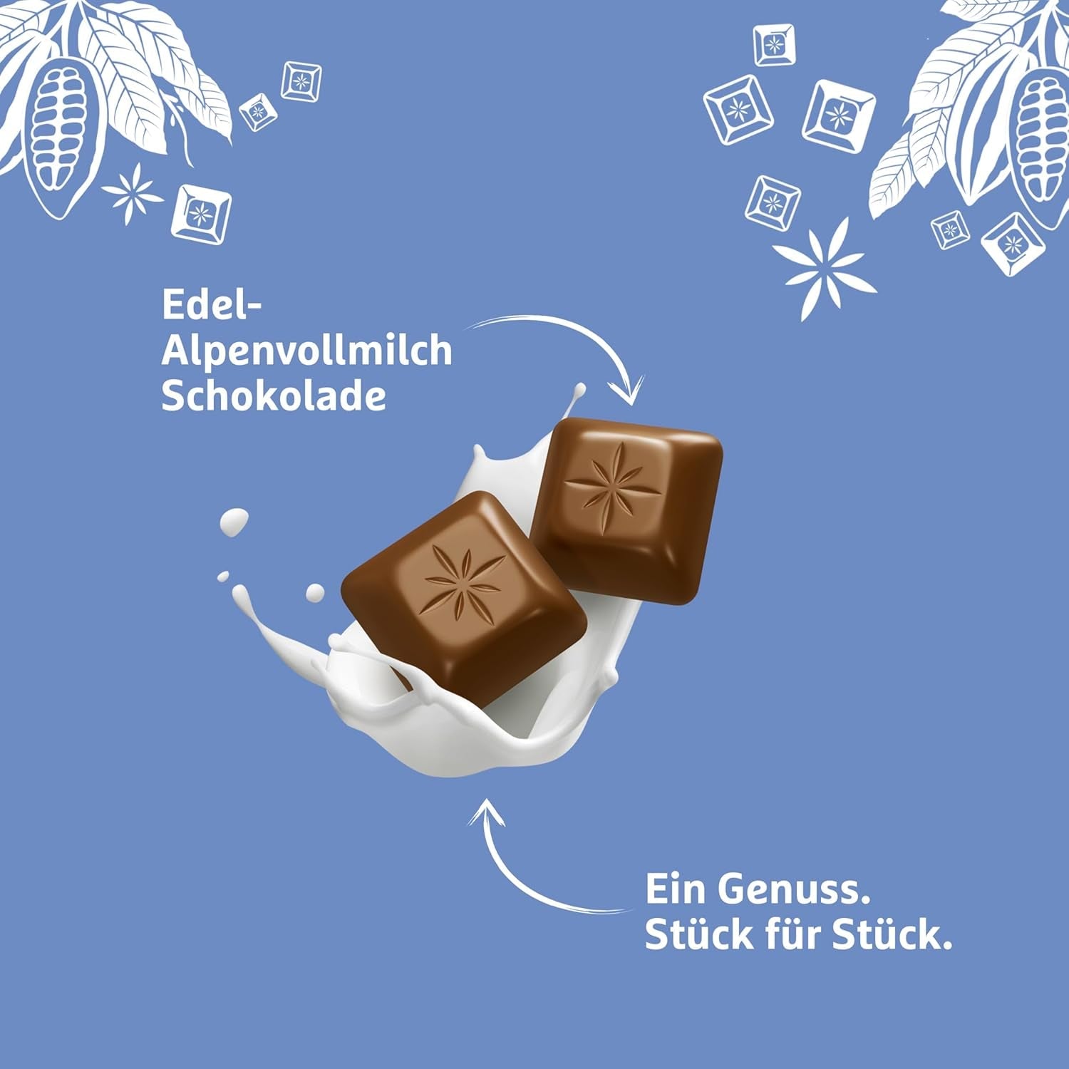 Schogenten Premium Alpenmelkchocoladereep, 100 g, individueel geportioneerd. Een genot. Stuk voor stuk.