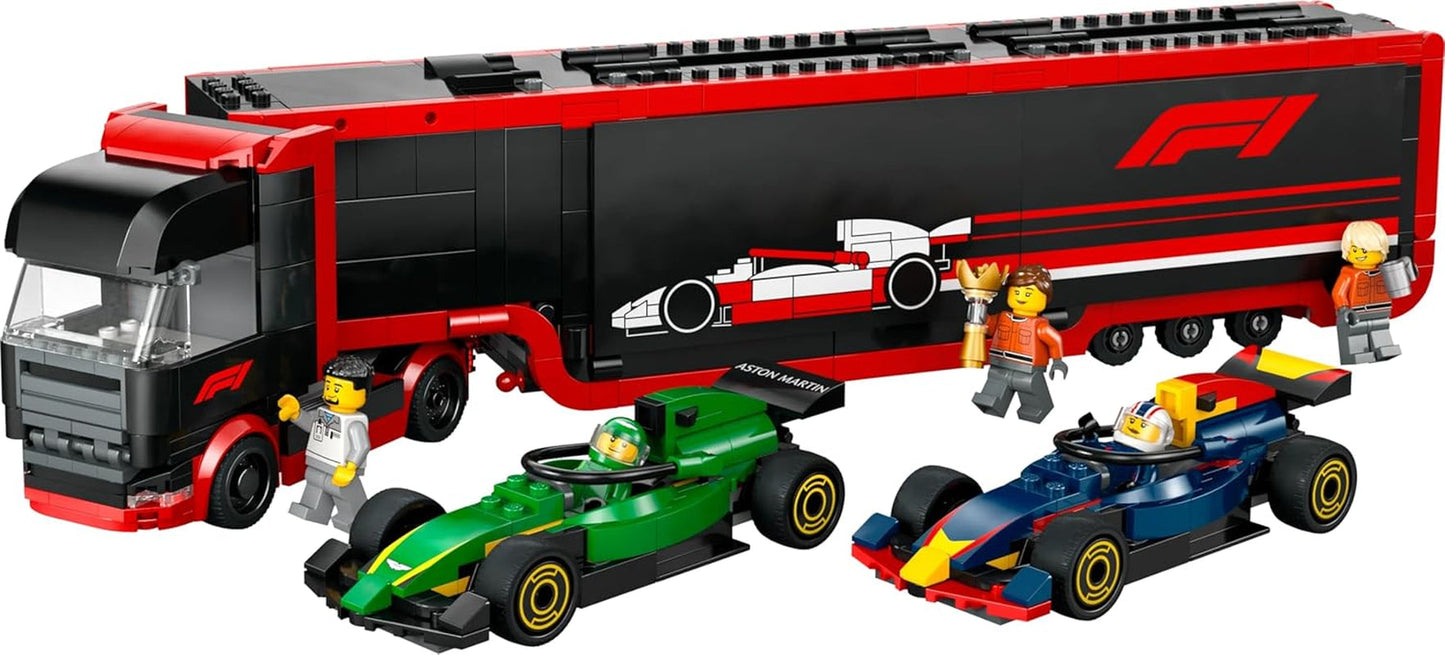 LEGO City F1 Transporter met RB20 & AMR24 F1 Racewagens - Speelgoedautotransporter voor Red Bull & Aston Martin Formule 1 Teams - Incl. 5 minifiguren - Cadeau voor jongens en meisjes vanaf 8 jaar 60445 Bouwsets Besuche den LEGO-Store